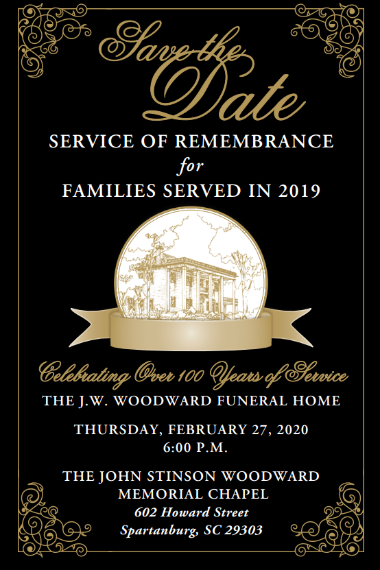 Flyer Spartanburg South Carolina Funeral Homes J W Woodward Funeral Home Inc 864 5 6751